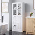 Karl Home58in.H Bathroom Cabinet 3 Doors 3 Drawers 4 Tiers With Verticals Modern Style