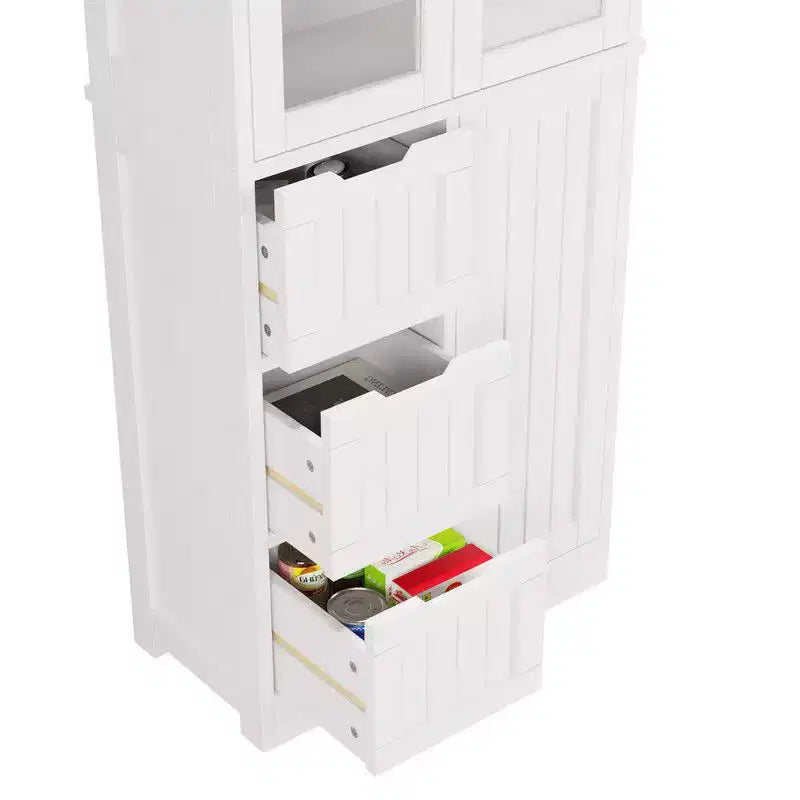Mobile Bagno con 3 Ante, 3 Cassetti e 4 Ripiani – Bianco, 147 cm H