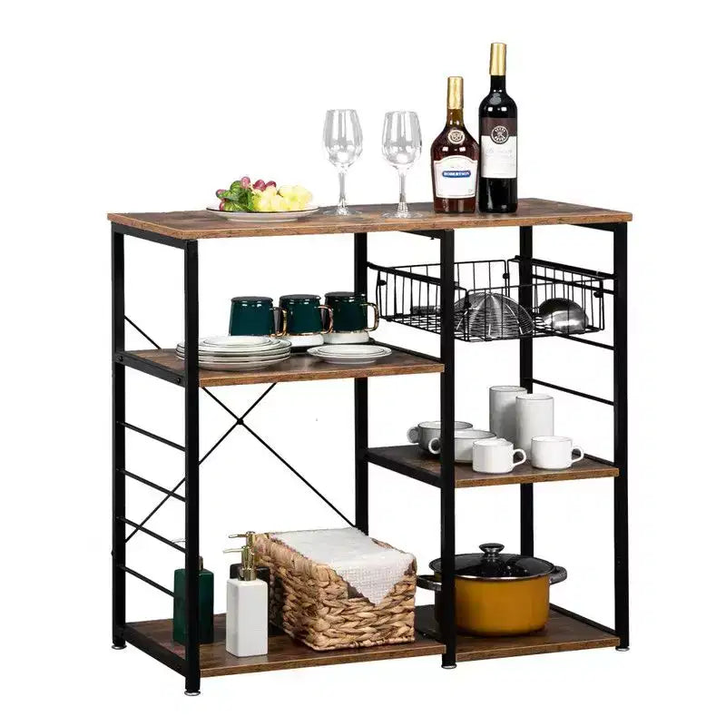 Scaffale da cucina industriale a 5 ripiani con cestello di scarico e gancio