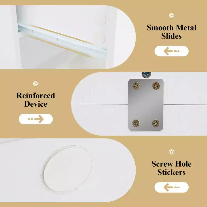 Scrivania da trucco con specchio e luci, 3 modalità di illuminazione, luminosità regolabile, bianco