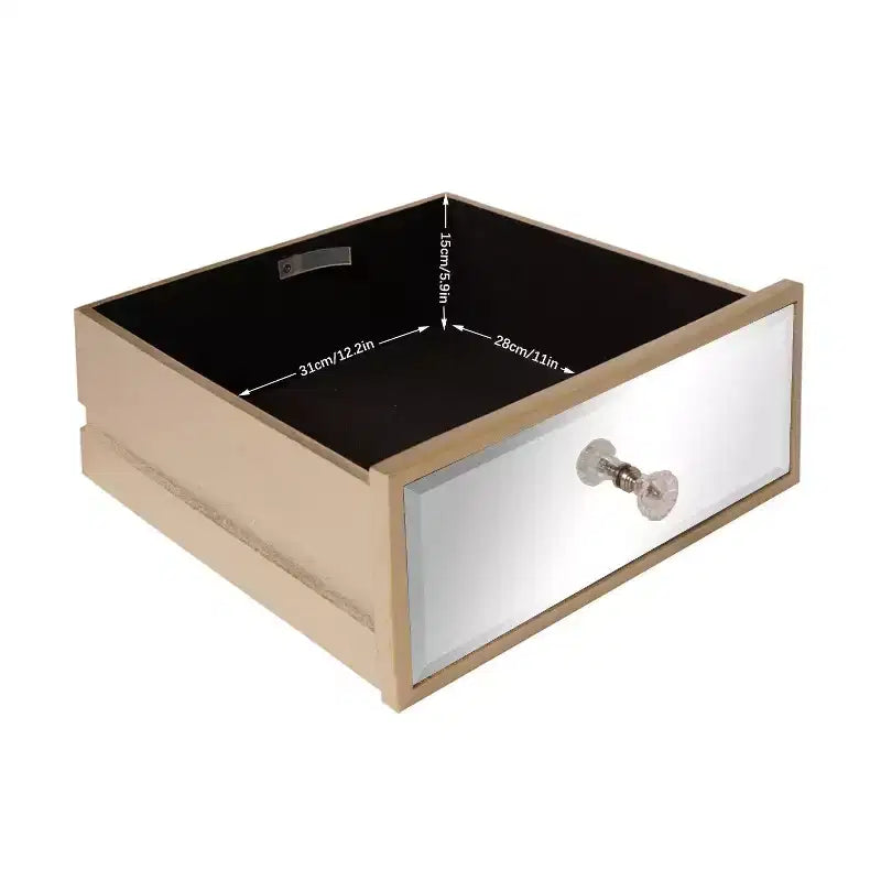 Comodino a specchio a 2 cassetti con struttura in MDF
