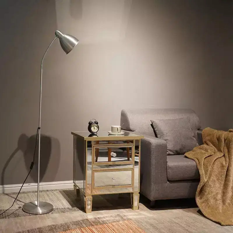 Comodino a specchio a 2 cassetti con struttura in MDF