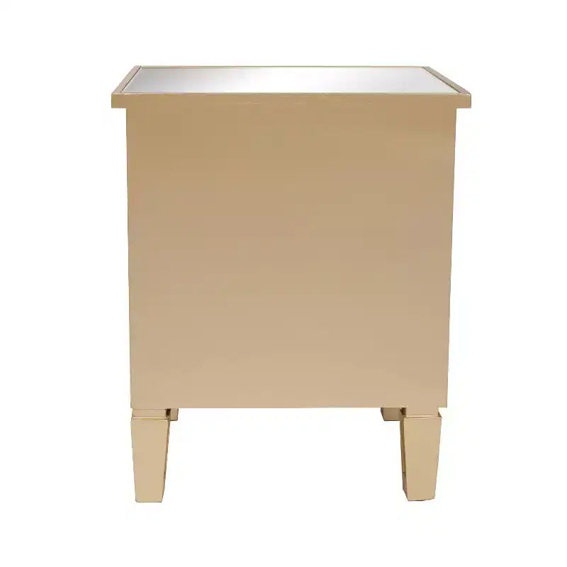 Comodino a specchio a 2 cassetti con struttura in MDF