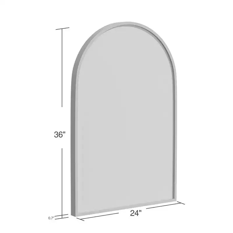Specchio da Parete Ad Arco da 36 x 24 Pollici con Cornice in Lega di Alluminio, Nero