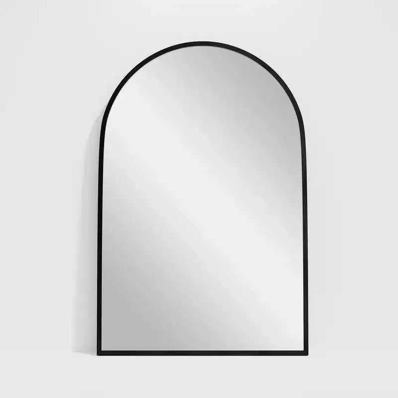 Specchio da Parete Ad Arco da 36 x 24 Pollici con Cornice in Lega di Alluminio, Nero