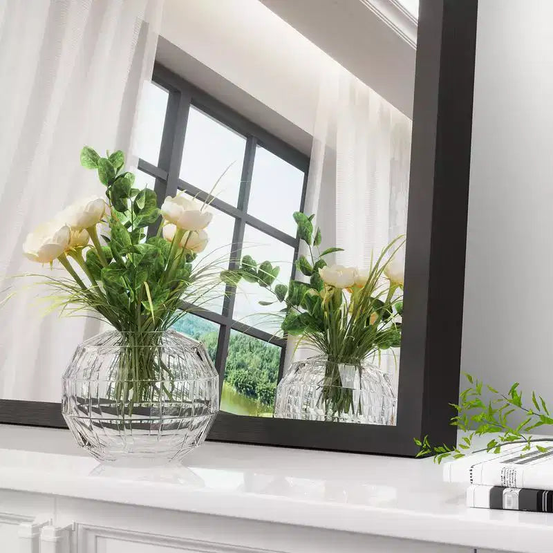 Specchio da Parete Ad Arco da 36 x 24 Pollici con Cornice in Lega di Alluminio, Nero