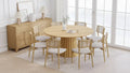 PexFix 60 Solid Wood Round Dining Table Kitchen Table for 6-8 with Tabletop & Textured Tapered Base for Living/Dining Room Coffee Office Natural