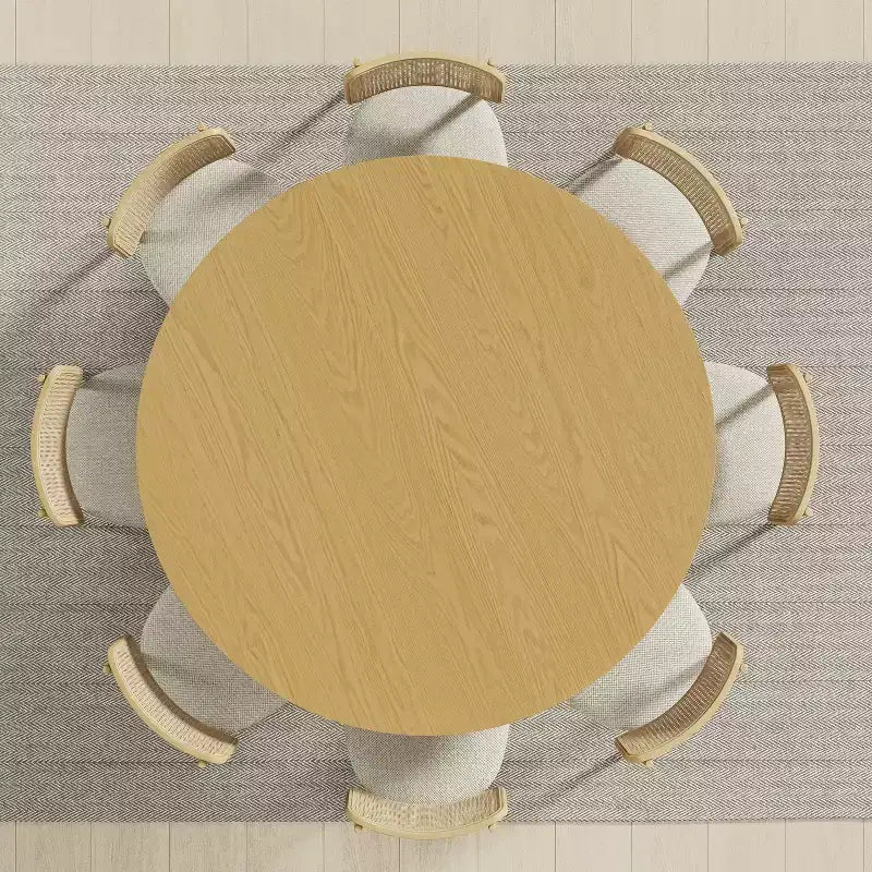 Tavolo da pranzo rotondo in legno massello da 60", con base a piedistallo scanalata, 6-8 posti