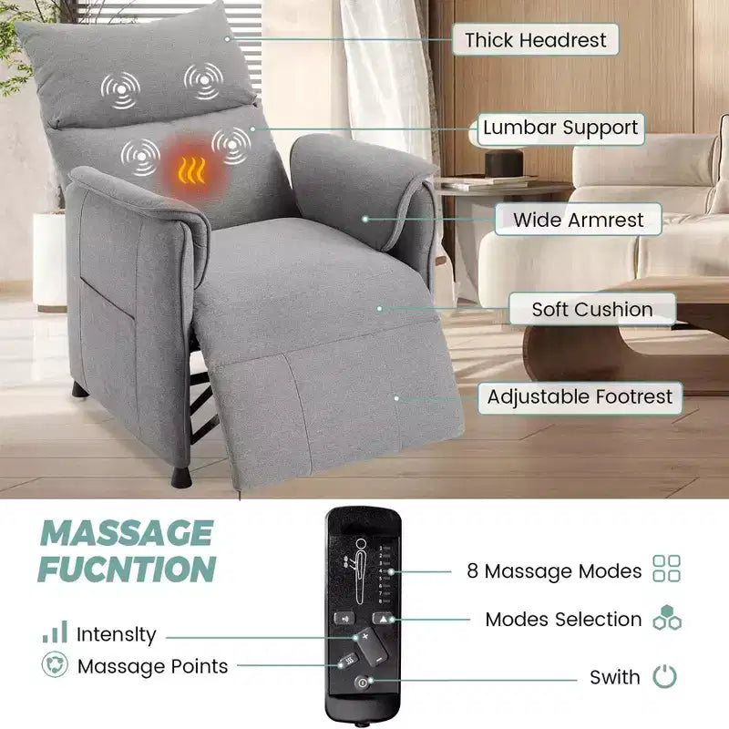 Poltrona Reclinabile Elettrica con Massaggio e Calore