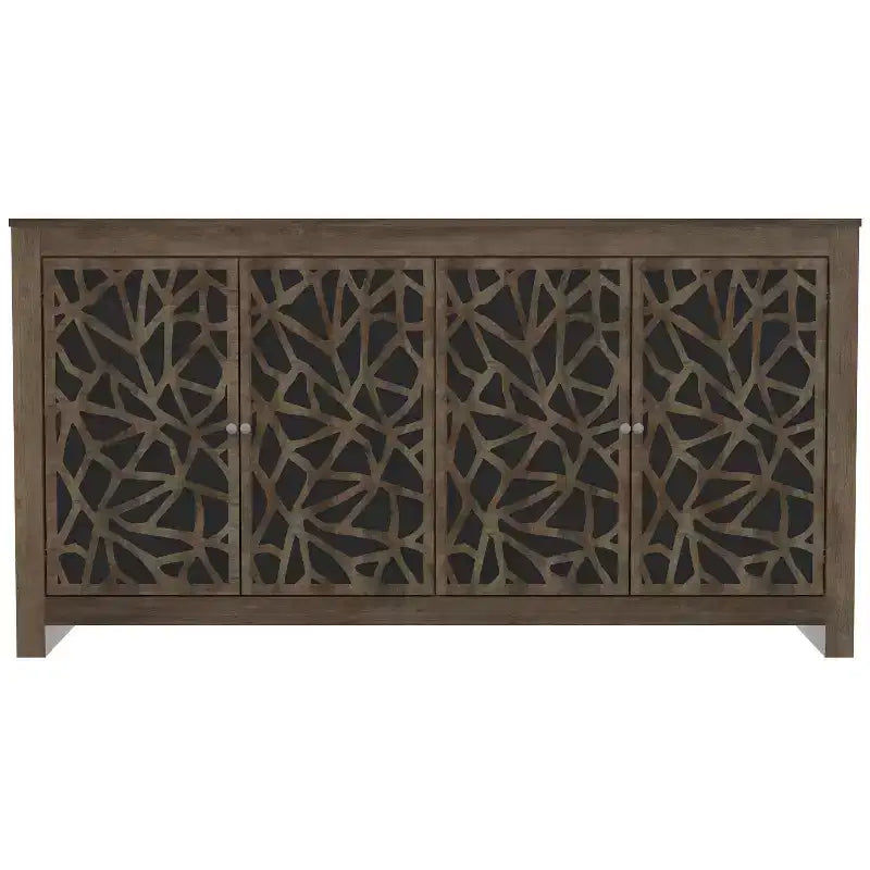 Credenza a 4 ante con pannelli tagliati al laser e ripiani regolabili
