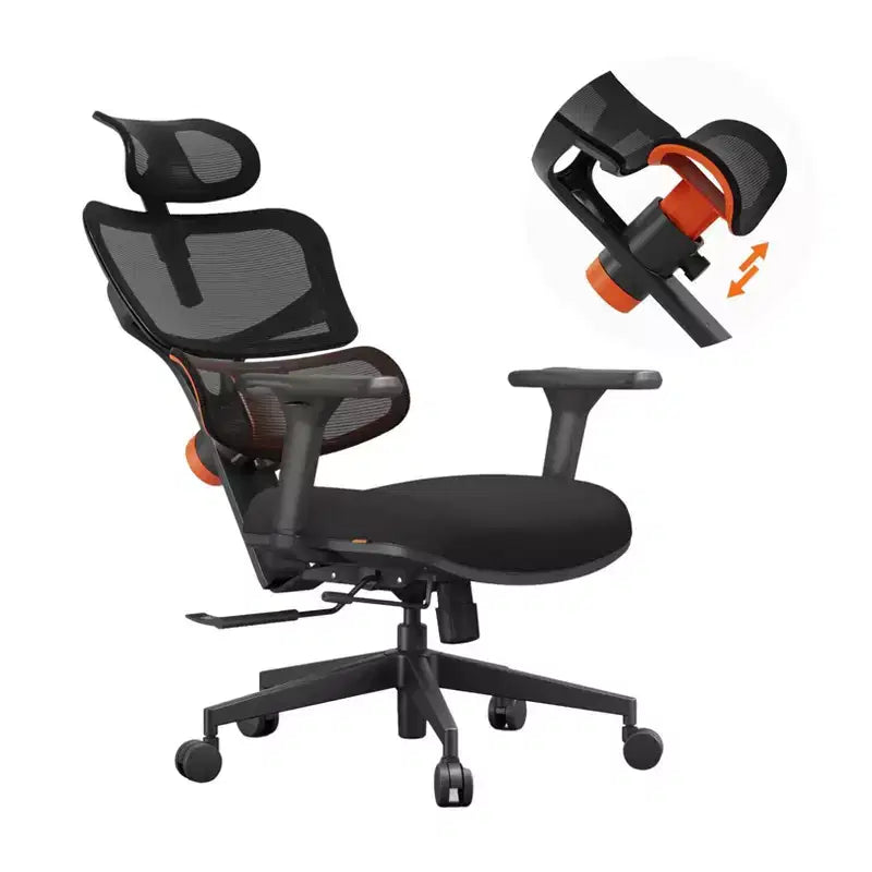 Sedia da ufficio ergonomica con supporto lombare adattivo e braccioli ribaltabili 3D