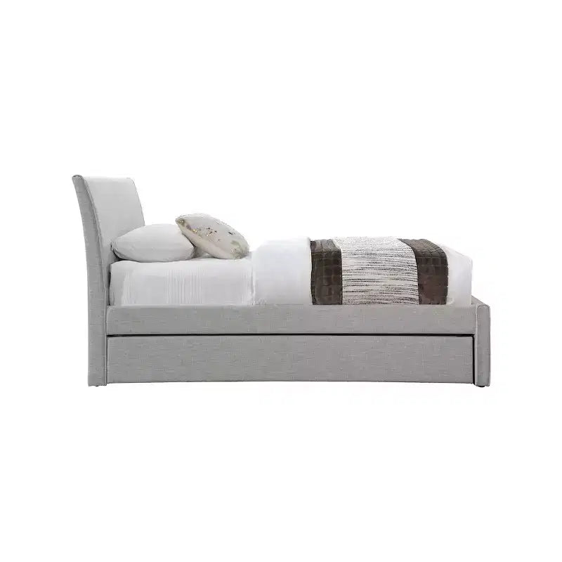 Letto estraibile doppio in tessuto effetto lino