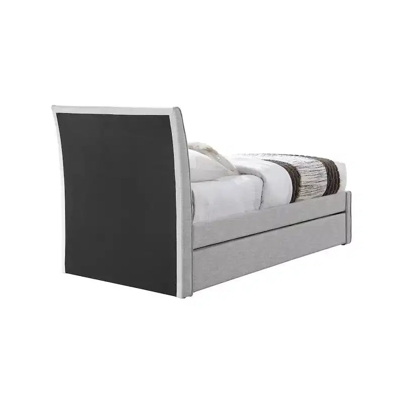 Letto estraibile doppio in tessuto effetto lino