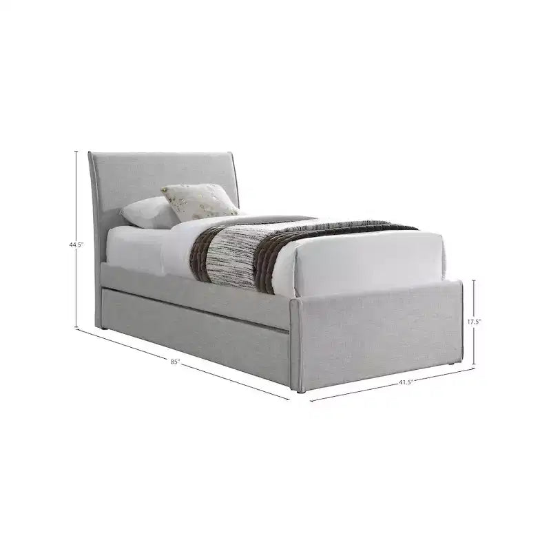 Letto estraibile doppio in tessuto effetto lino