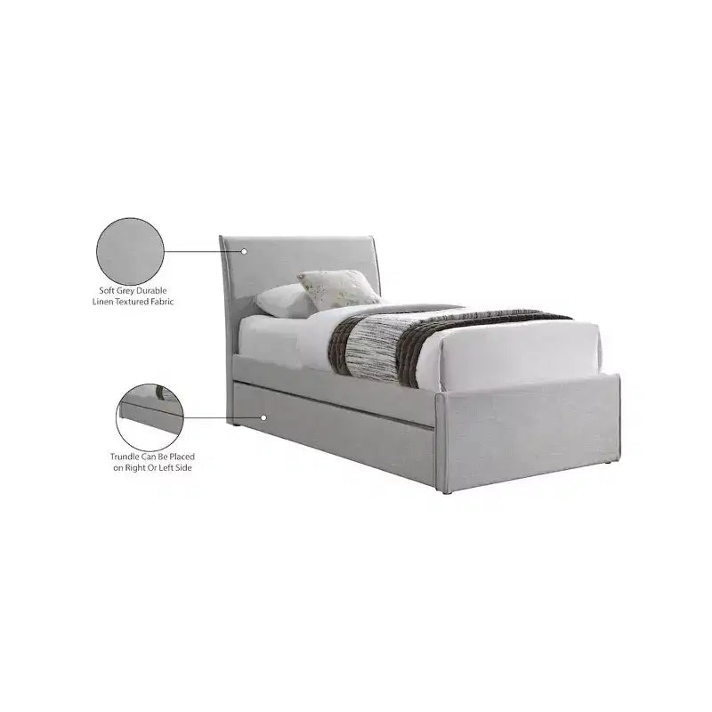 Letto estraibile doppio in tessuto effetto lino