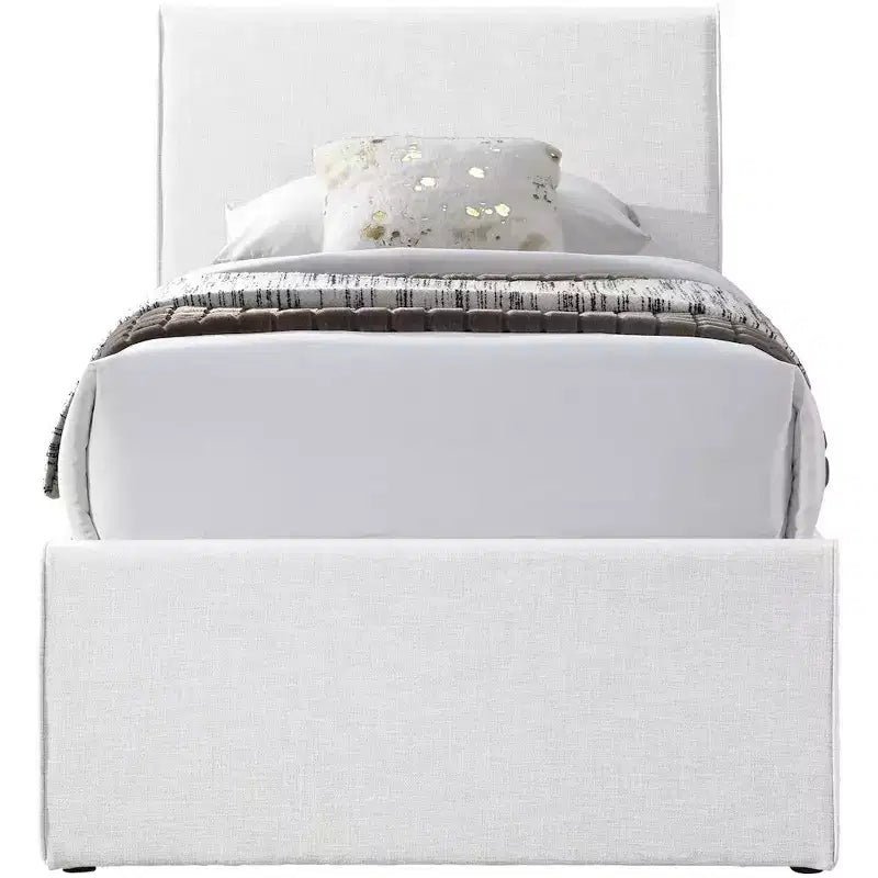 Letto estraibile doppio in tessuto effetto lino