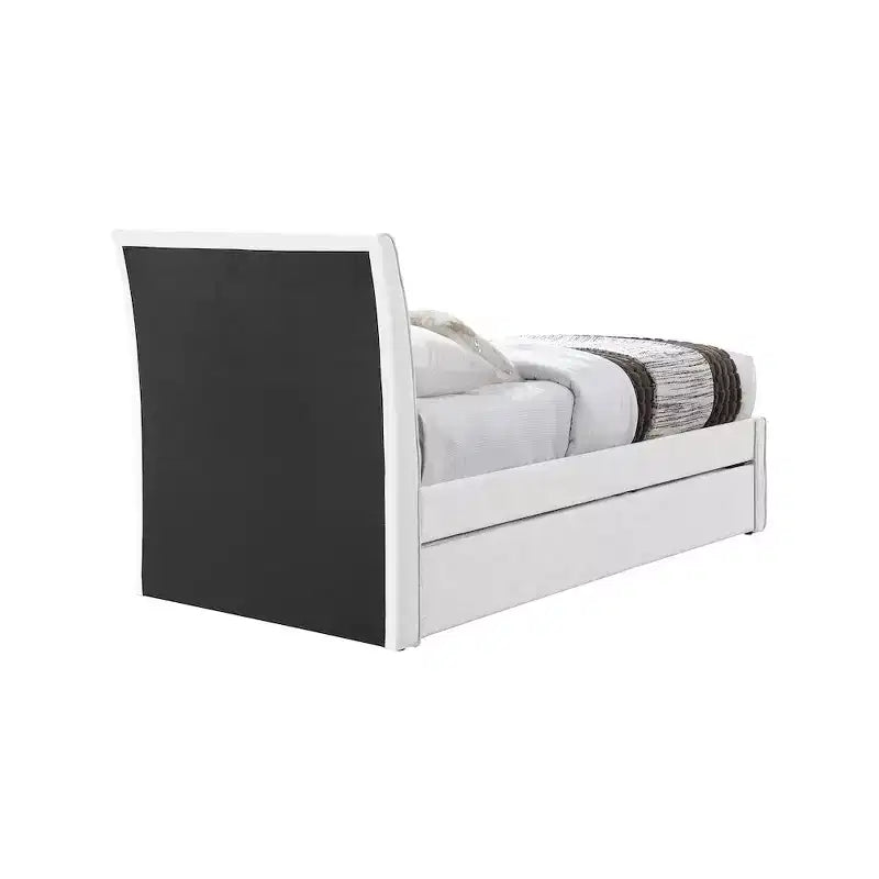 Letto estraibile doppio in tessuto effetto lino