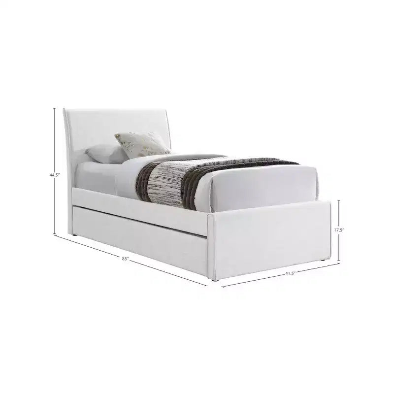 Letto estraibile doppio in tessuto effetto lino
