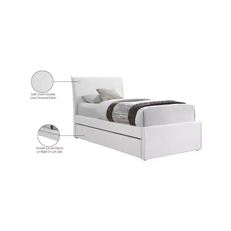 Letto estraibile doppio in tessuto effetto lino