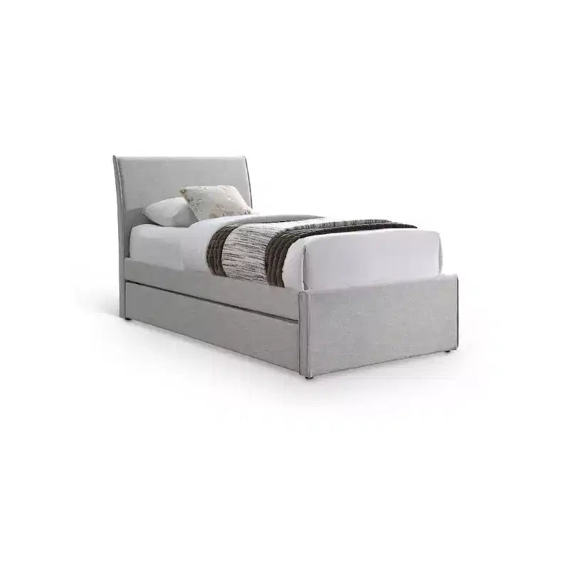 Letto estraibile doppio in tessuto effetto lino