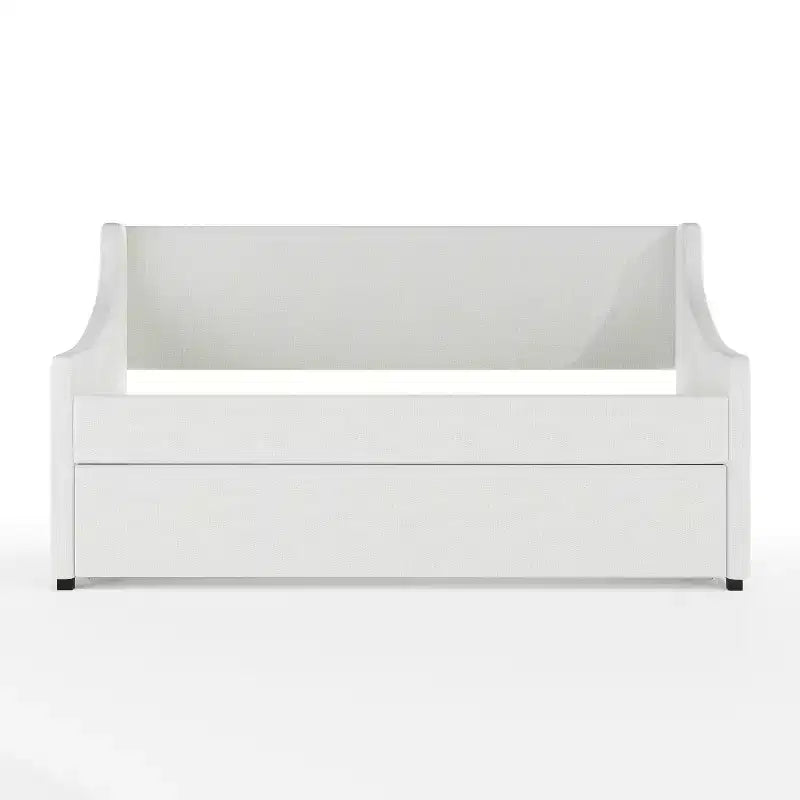 Daybed singolo con letto estraibile – Rivestimento in finta lino color ecrù