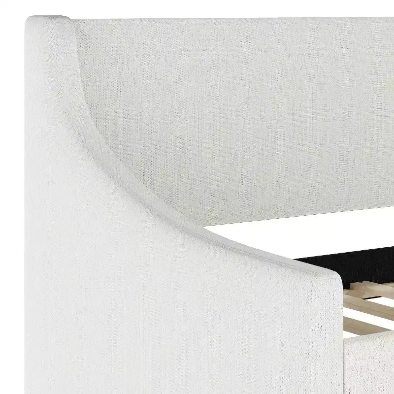 Daybed singolo con letto estraibile – Rivestimento in finta lino color ecrù