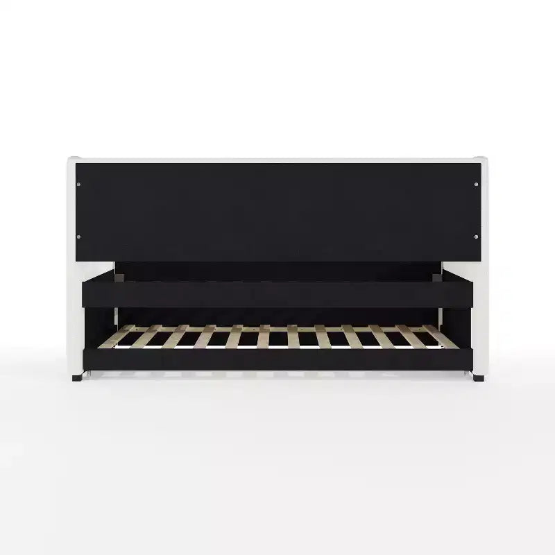 Daybed singolo con letto estraibile – Rivestimento in finta lino color ecrù