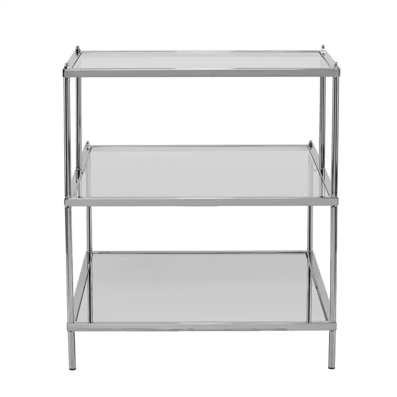 Tavolino Specchiato in Vetro Trasparente e Argento da 24"