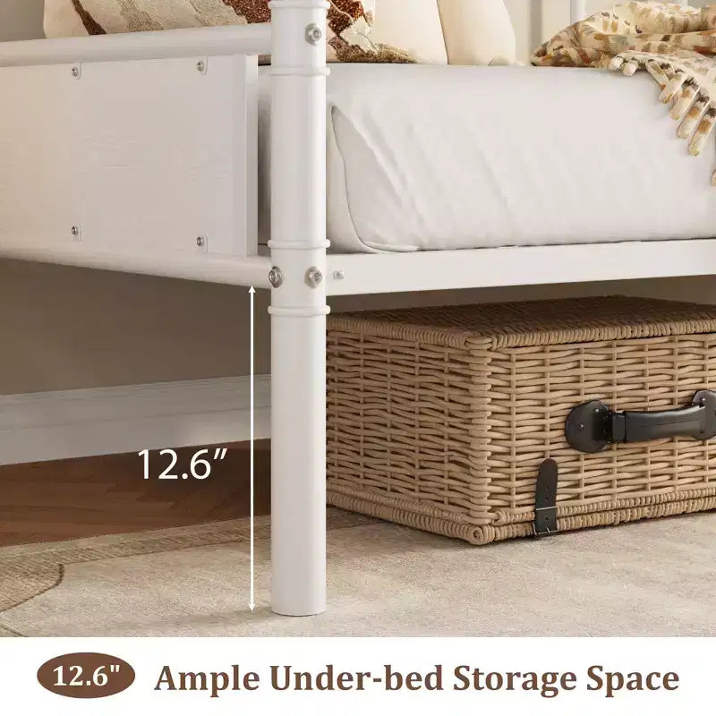 Struttura per divano letto in metallo singolo con testiera in legno