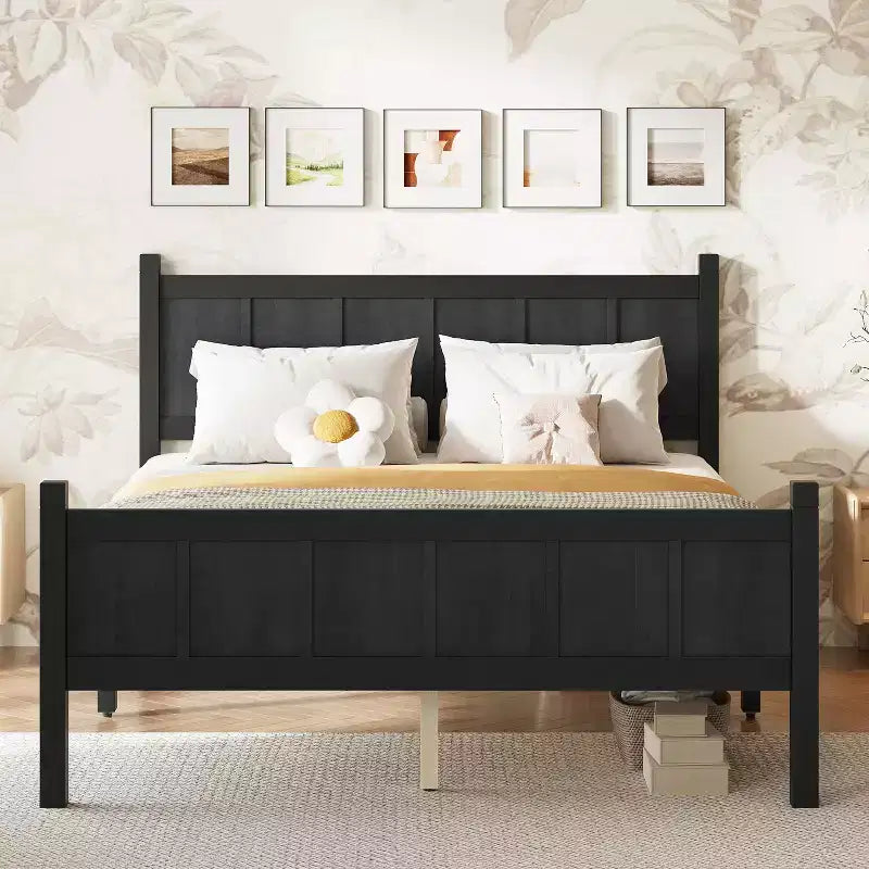 FAMYYT Full Size Flat Panel Bed With Headboard & Footboard, Easy Assembly