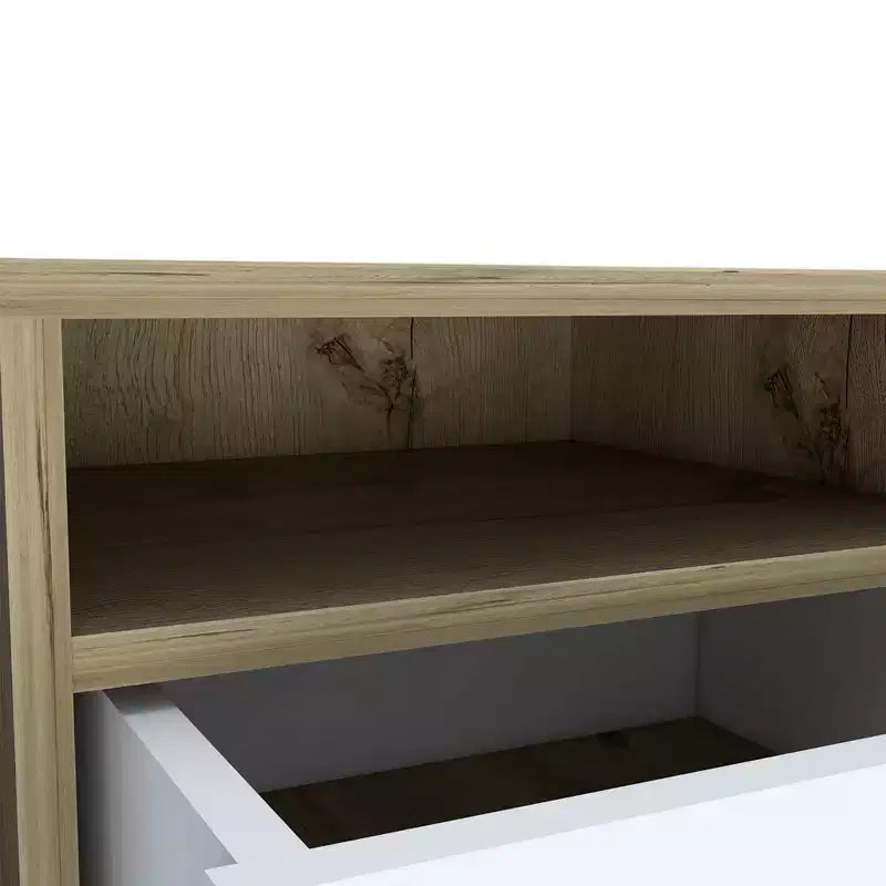 Comodino in legno bianco con due cassetti da 20 pollici