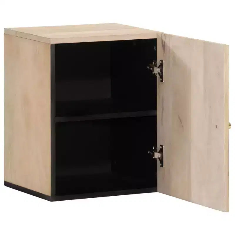 Mobiletto da bagno pensile – Legno di mango sbiancato, 1 anta, 2 ripiani
