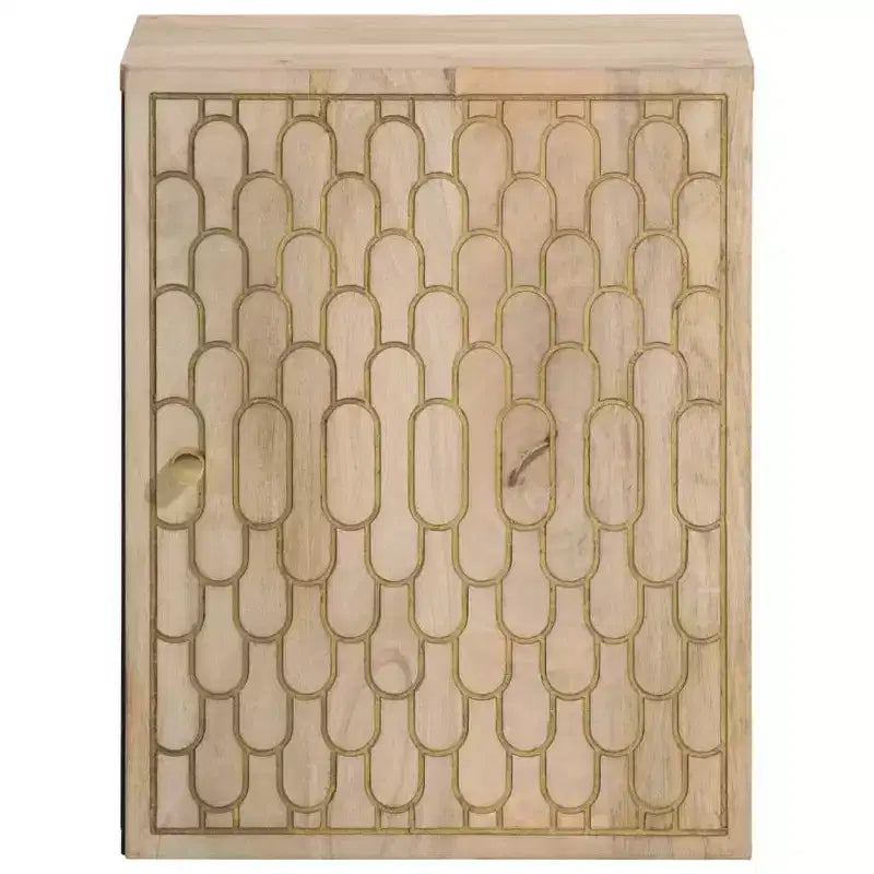 Mobiletto da bagno pensile – Legno di mango sbiancato, 1 anta, 2 ripiani