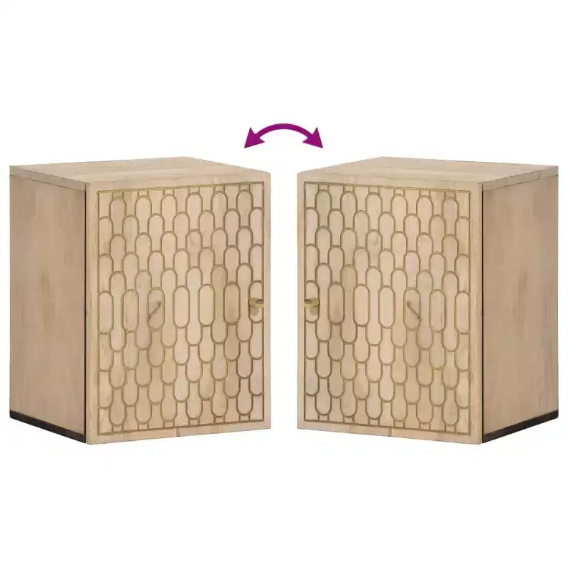 Mobiletto da bagno pensile – Legno di mango sbiancato, 1 anta, 2 ripiani