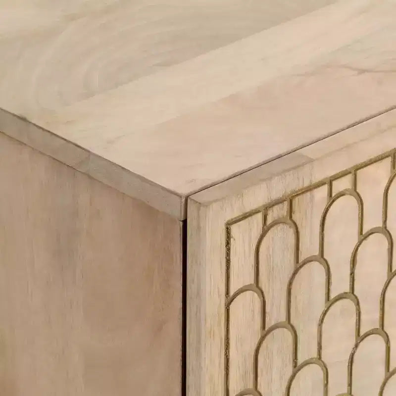 Mobiletto da bagno pensile – Legno di mango sbiancato, 1 anta, 2 ripiani