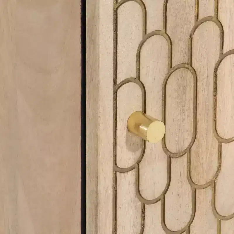 Mobiletto da bagno pensile – Legno di mango sbiancato, 1 anta, 2 ripiani