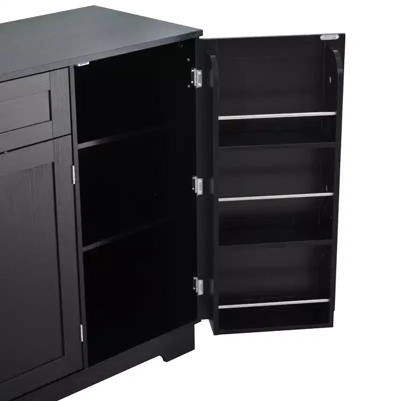 Madia Credenza con 4 Ante, Cassetto, Ripiani Regolabili e Portaspezie Laterali per Cucina e Sala da Pranzo