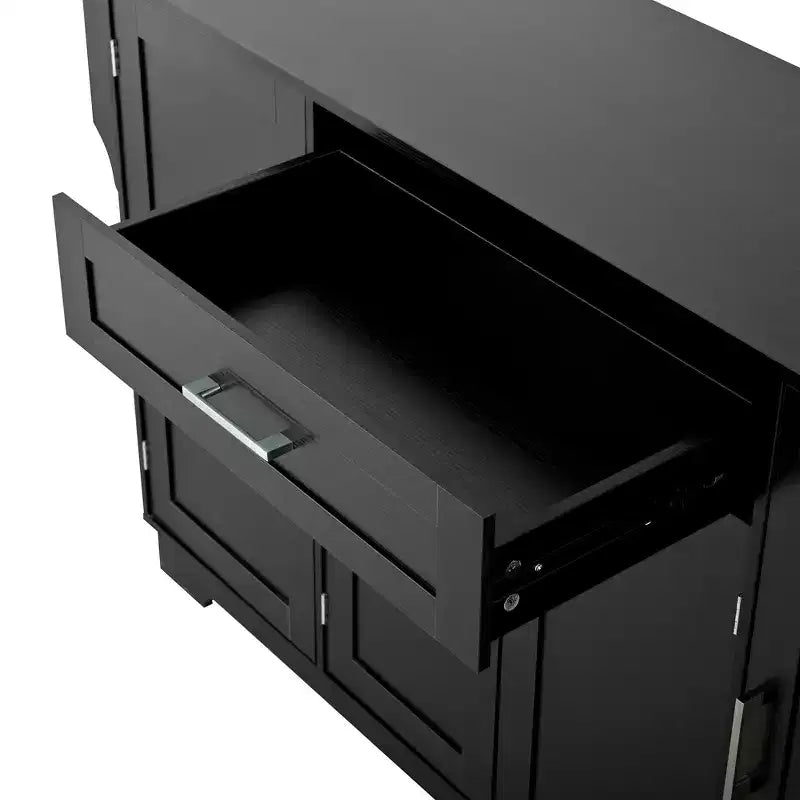 Madia Credenza con 4 Ante, Cassetto, Ripiani Regolabili e Portaspezie Laterali per Cucina e Sala da Pranzo