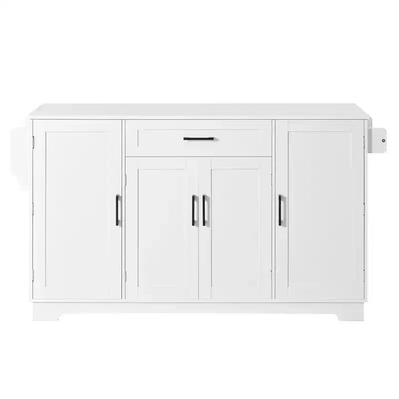 Madia Credenza con 4 Ante, Cassetto, Ripiani Regolabili e Portaspezie Laterali per Cucina e Sala da Pranzo