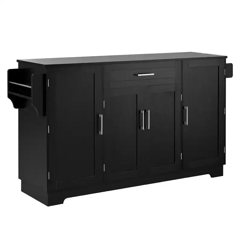 Madia Credenza con 4 Ante, Cassetto, Ripiani Regolabili e Portaspezie Laterali per Cucina e Sala da Pranzo