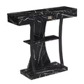 Breighton Home Newport 1 Drawer Harri Console Table with Shelves in Black Faux Marble