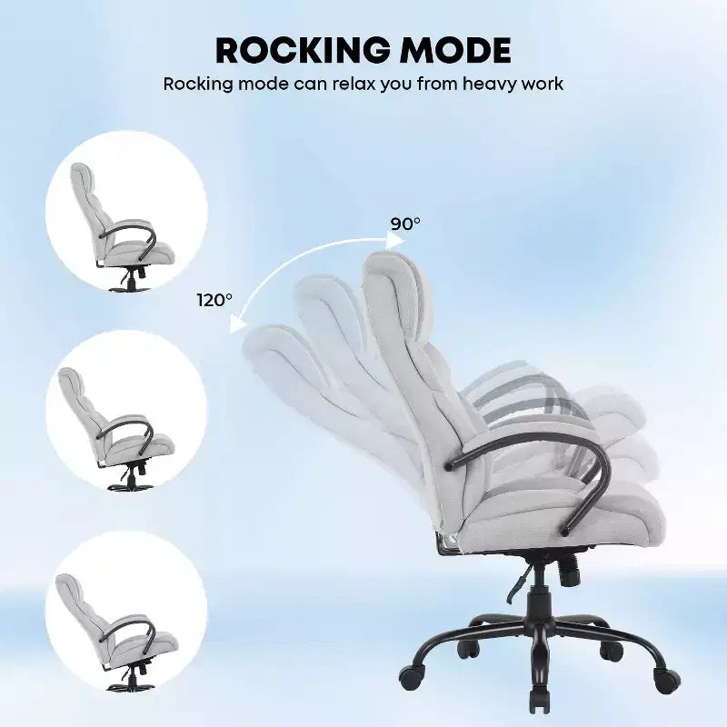 Sedia da ufficio a schienale alto per persone robuste e alte – Supporto lombare, altezza regolabile, girevole a 360°