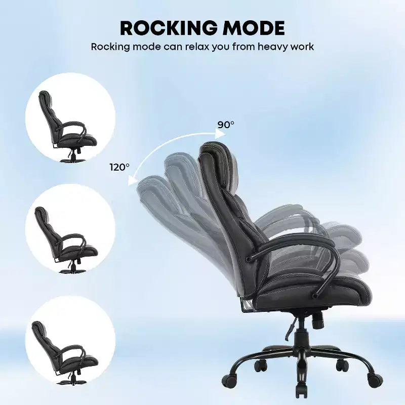 Sedia da ufficio a schienale alto per persone robuste e alte – Supporto lombare, altezza regolabile, girevole a 360°