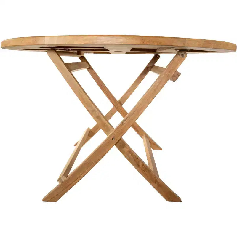 Tavolo da pranzo rotondo in teak per esterni da 47" - Beige