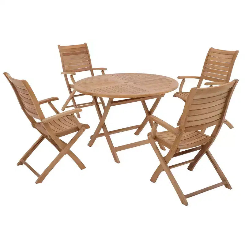 Tavolo da pranzo rotondo in teak per esterni da 47" - Beige