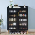 Garvee Shoe Cabinet with Glass Doors, 5-Tier Entryway Shoe Organizer Storage Rack with Large Storage and Adjustable Shelves for Hallway, Living Room
