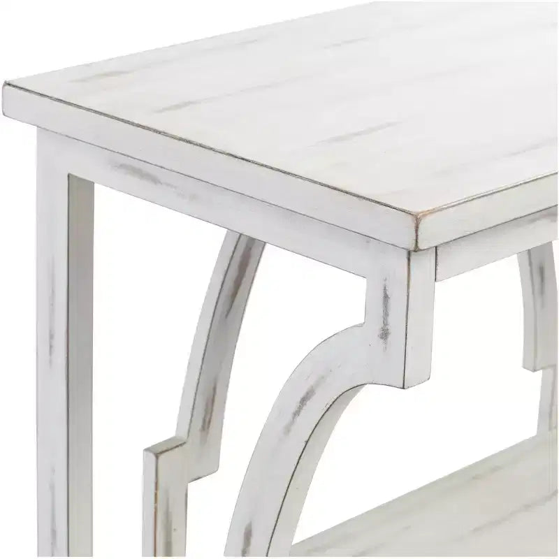 Consolle Rettangolare Antica Bianca Stile Farmhouse 64 x 15 con Scaffale