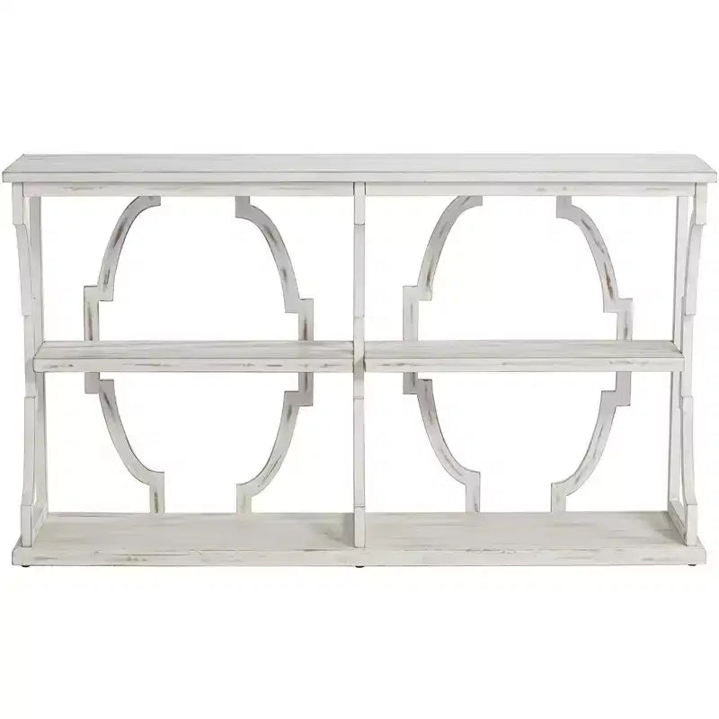 Consolle Rettangolare Antica Bianca Stile Farmhouse 64 x 15 con Scaffale