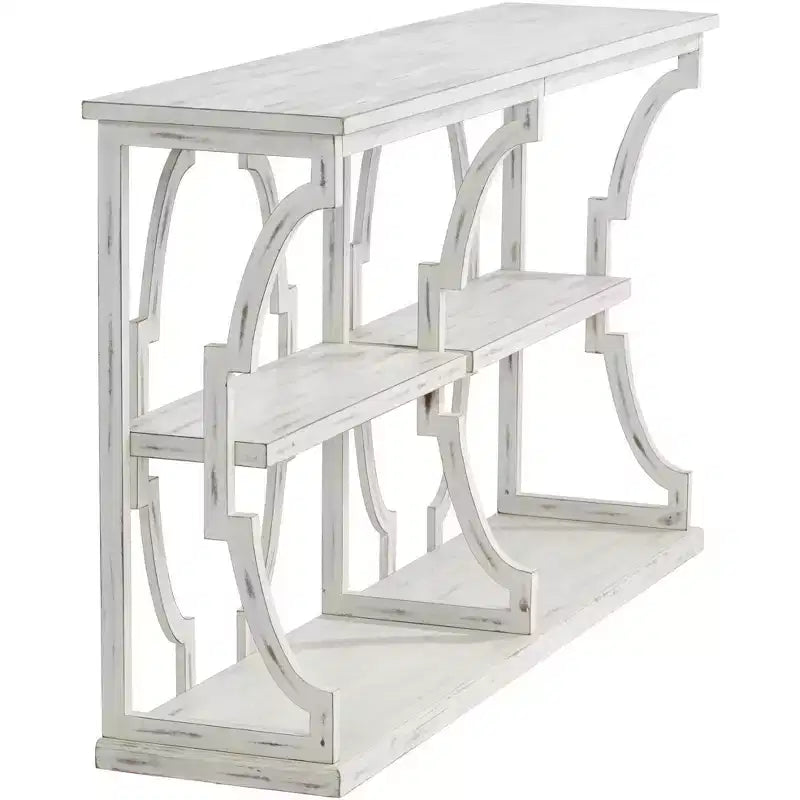 Consolle Rettangolare Antica Bianca Stile Farmhouse 64 x 15 con Scaffale