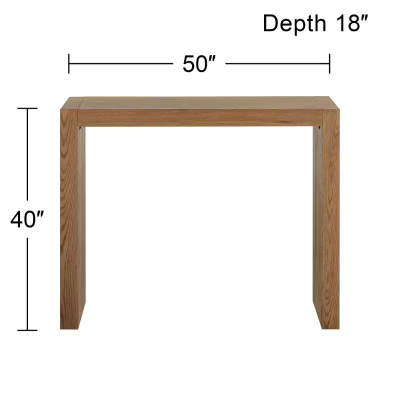 Tavolo da bar moderno minimalista rettangolare – Finitura rovere lucido, 127 cm L x 45,7 cm P x 101,6 cm A, marrone naturale